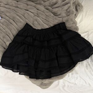 LoveShackFancy Black Tiered Skater Skirt